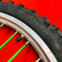 Load image into Gallery viewer, KX100 FRONT WHEEL COMPLETE 19&quot; BIG WHEEL OEM GENUINE KAWASAKI KX 85 100 (2001-13
