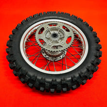 Load image into Gallery viewer, DRZ125 REAR WHEEL COMPLETE 14&quot; RIM OEM GENUINE SUZUKI DR-Z DRZ 125 (03-20)